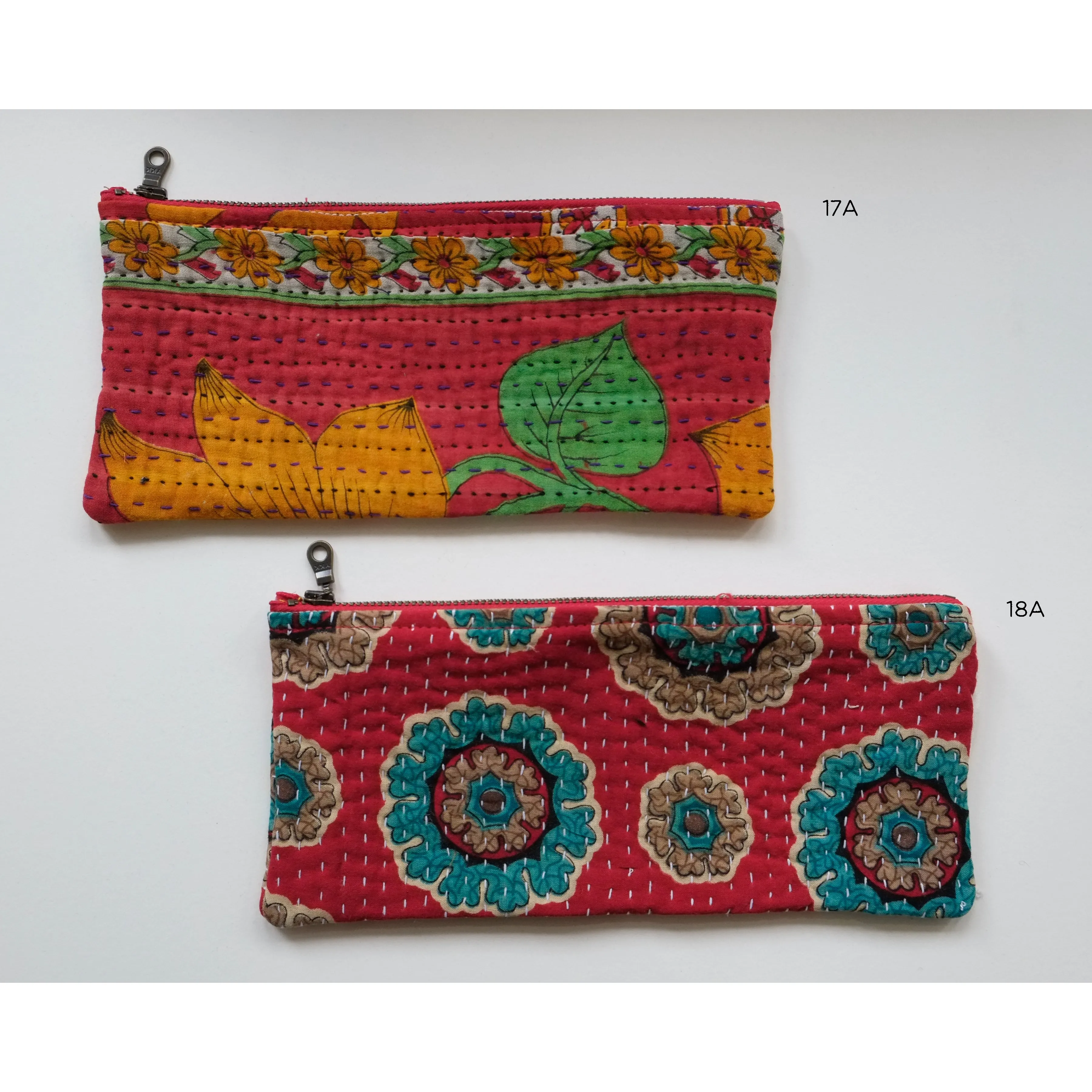 Kantha Scrap Flat Zip Pouch (14 available)