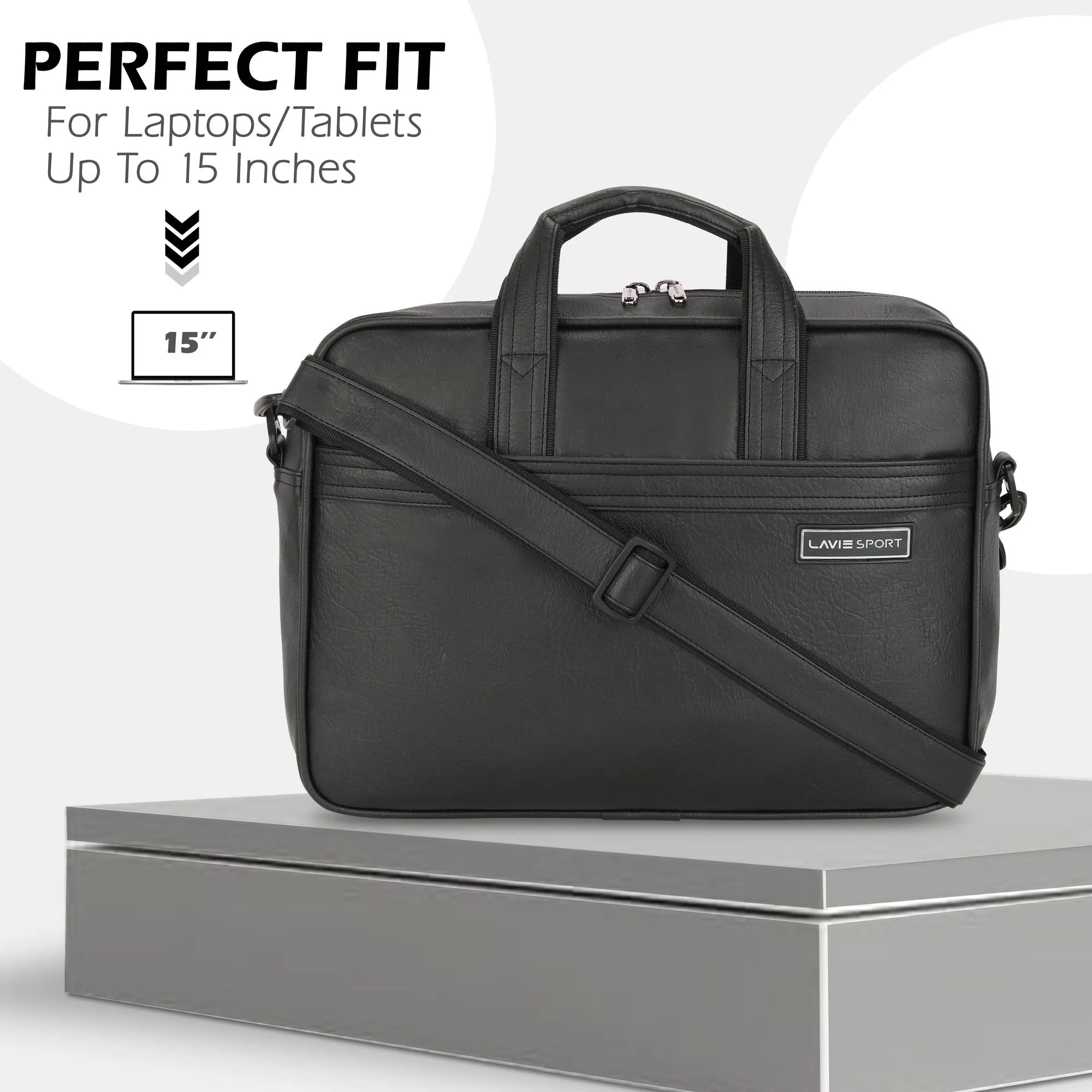 Lavie Sport 1 Compartment Director Unisex Laptop briefcase Bag Black