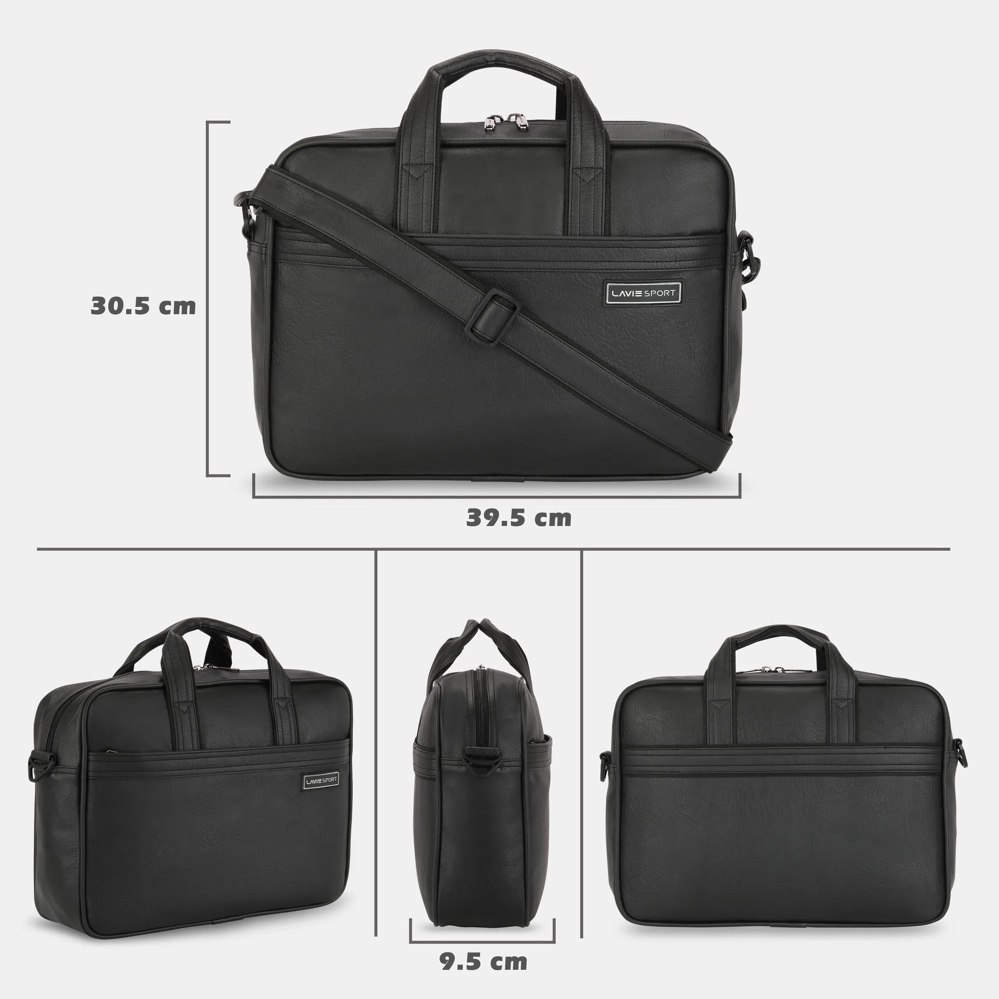 Lavie Sport 1 Compartment Director Unisex Laptop briefcase Bag Black