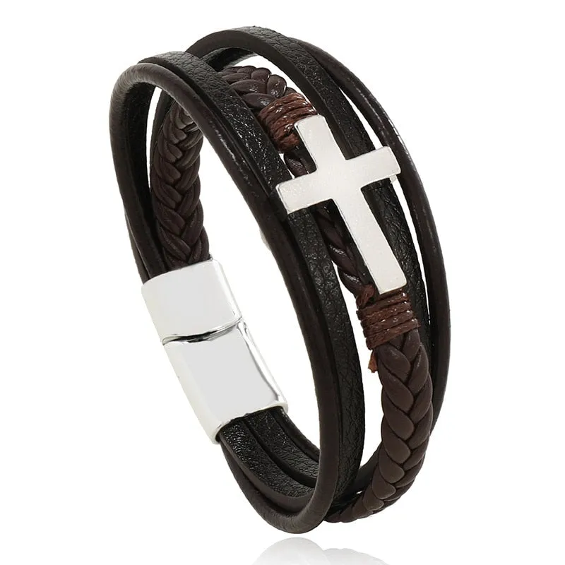 Layered Look Vegan Leather Bracelet