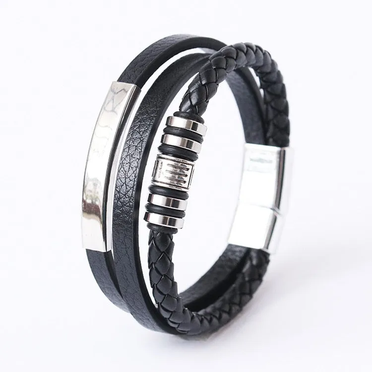 Layered Look Vegan Leather Bracelet