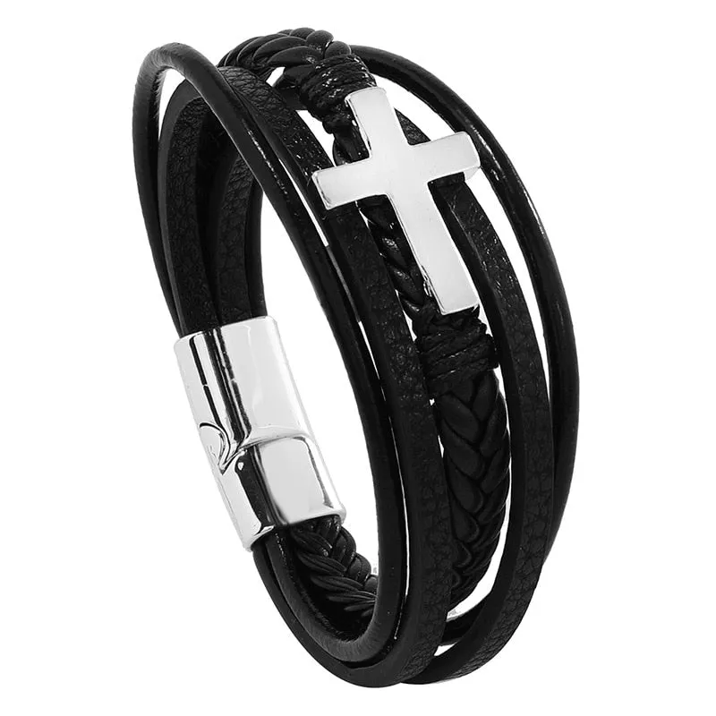 Layered Look Vegan Leather Bracelet