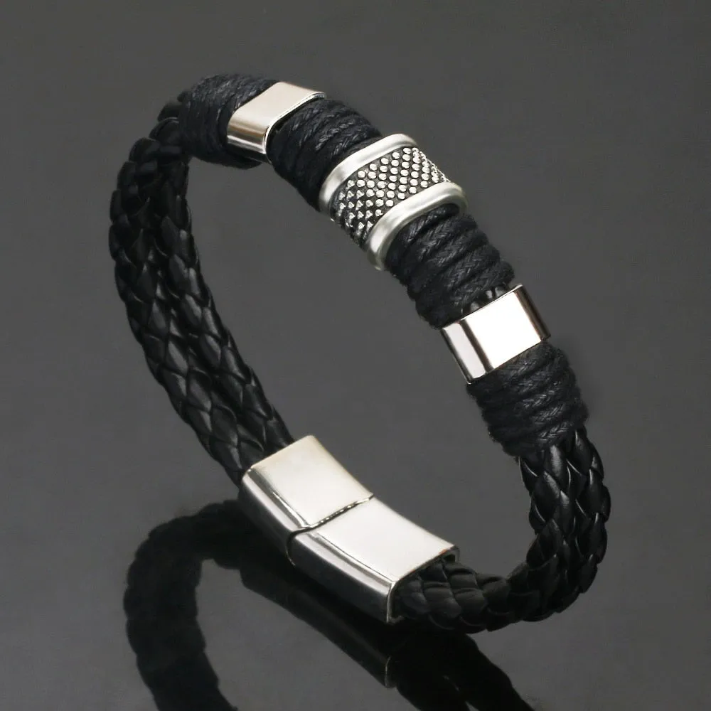 Layered Look Vegan Leather Bracelet