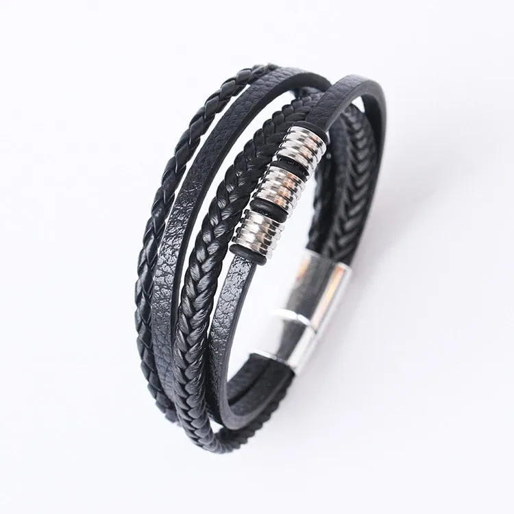 Layered Look Vegan Leather Bracelet