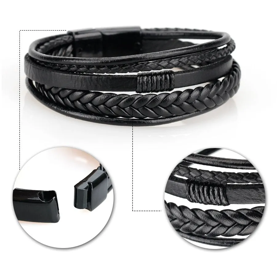 Layered Look Vegan Leather Bracelet