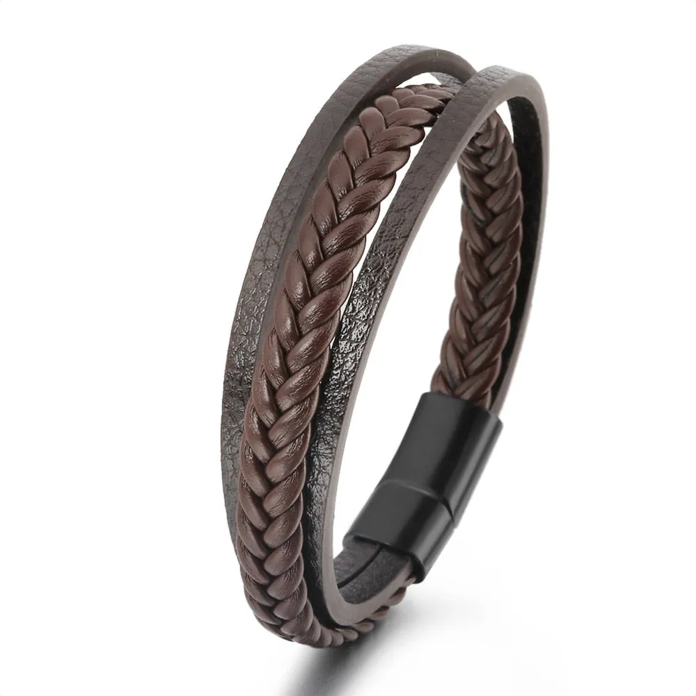 Layered Look Vegan Leather Bracelet