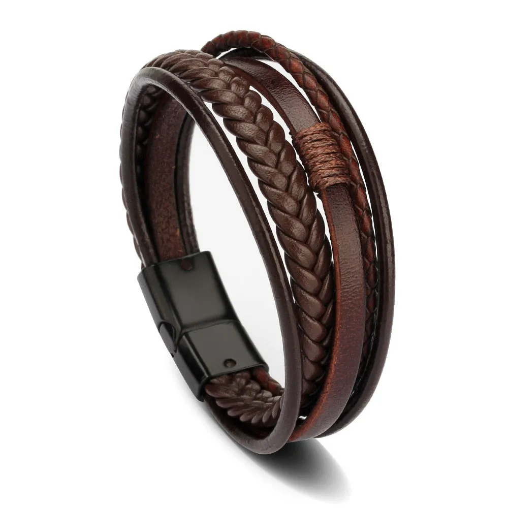 Layered Look Vegan Leather Bracelet