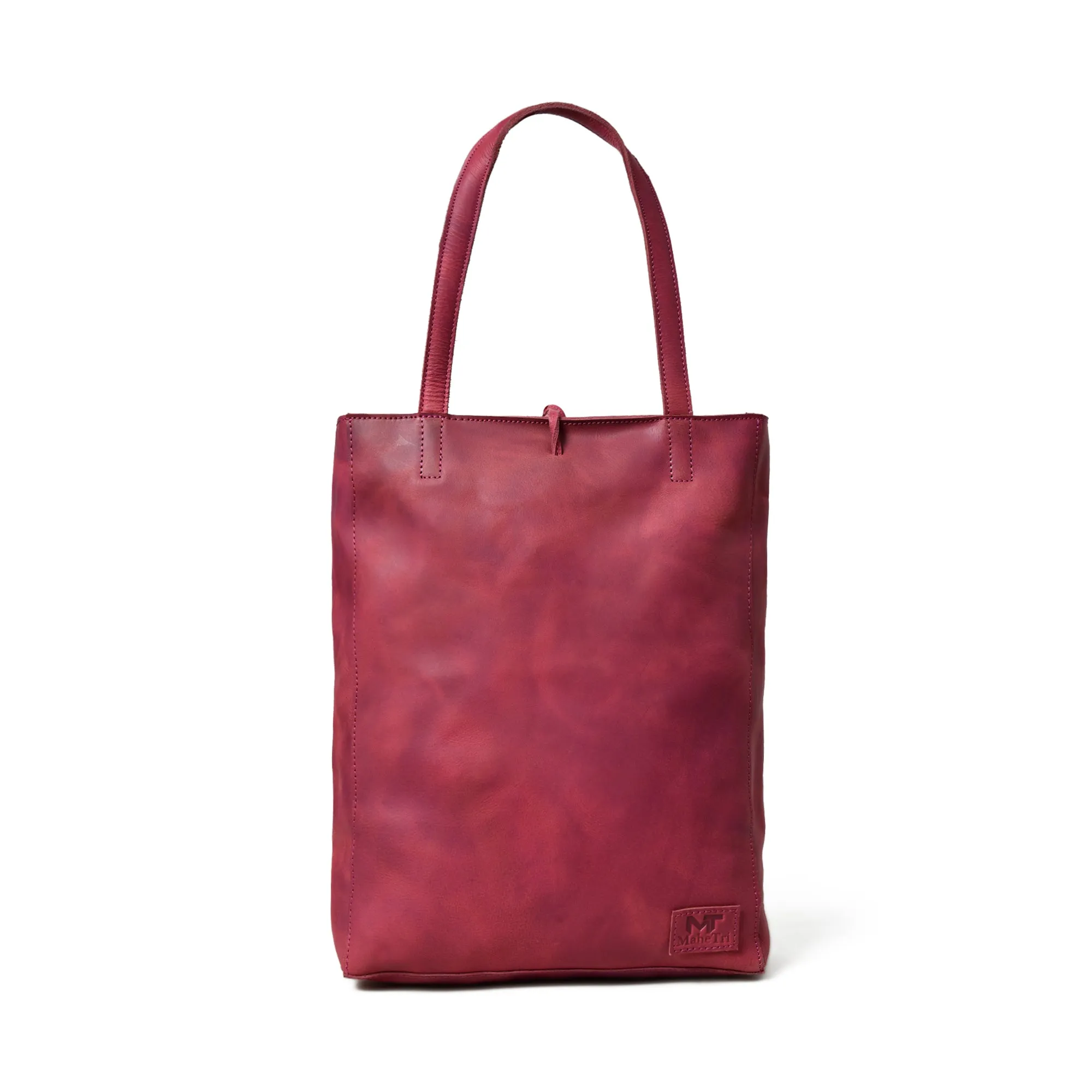 Maroon Leather Tote Bag