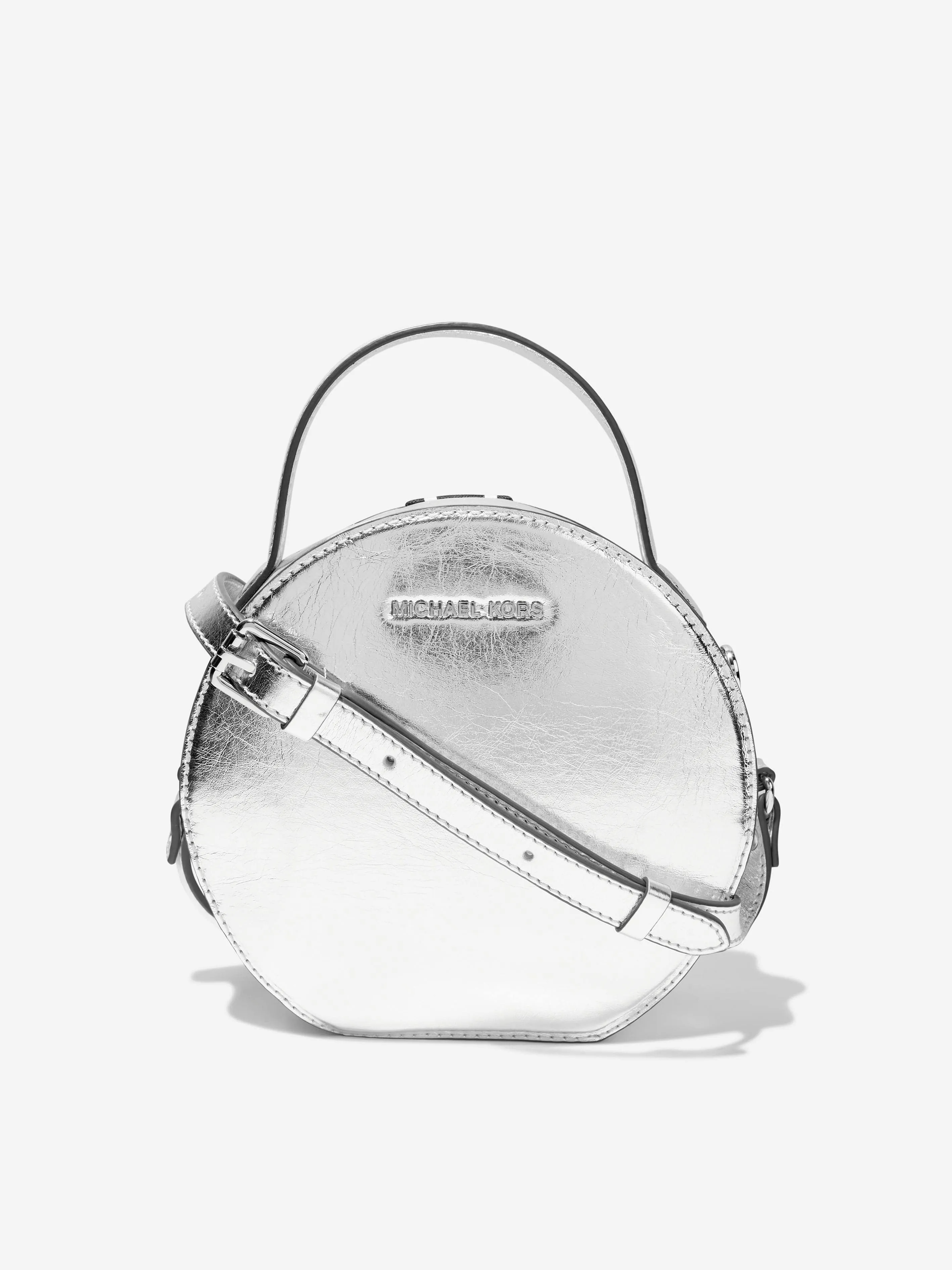 Michael Kors Girls Round Logo Handle Bag in Silver