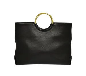 MILLFIELD - Black Structured Leather Ring Handle Bag