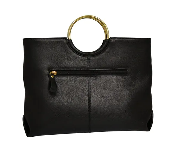 MILLFIELD - Black Structured Leather Ring Handle Bag