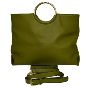 MILLFIELD - Green Structured Leather Ring Handle Bag