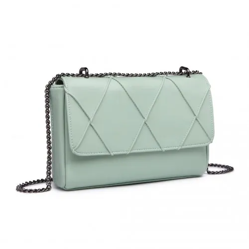 Miss Lulu Rhombus Flap Chain Shoulder Bag - Green | Stylish & Practical