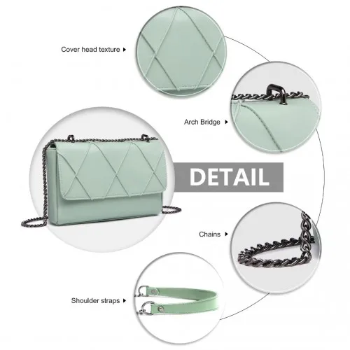 Miss Lulu Rhombus Flap Chain Shoulder Bag - Green | Stylish & Practical