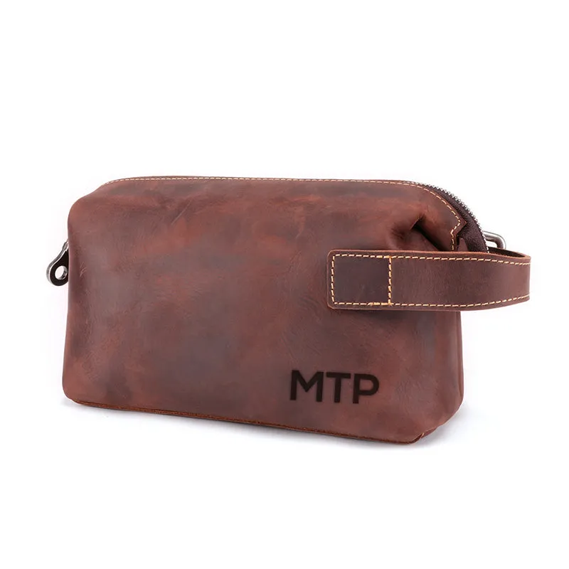 Personalized Groomsmen Gift, Adjustable Leather Dopp Kit Toiletry Bag Travel Bag Gift for Husband Dad Grad Boyfriend