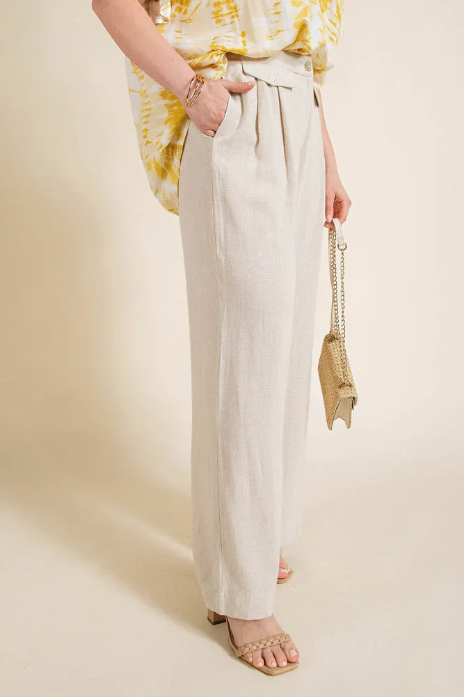 Plus Elastic Back Slacks in Oatmeal by Kori America