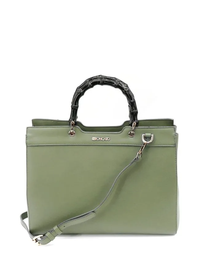 R Roncato Leather Bag with Removable Shoulder Strap and Top Handle