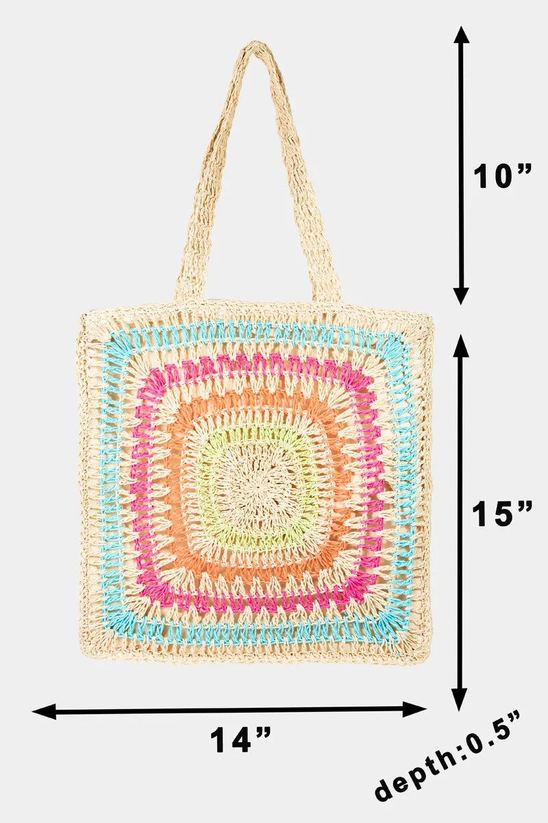 Rainbow Crochet Knit Tote Bag