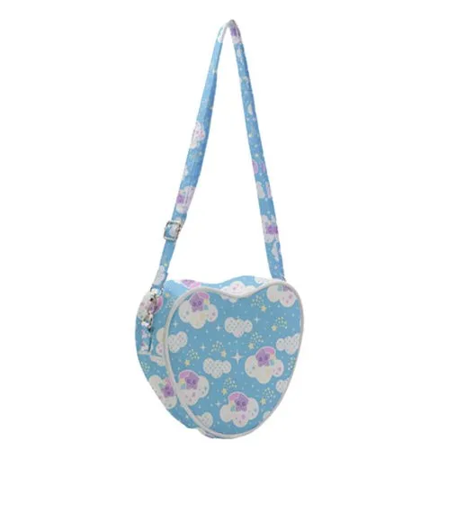 Shooting Star Clouds Blue Heart shaped shoulder bag [made to order]