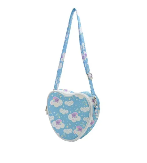 Shooting Star Clouds Blue Heart shaped shoulder bag [made to order]