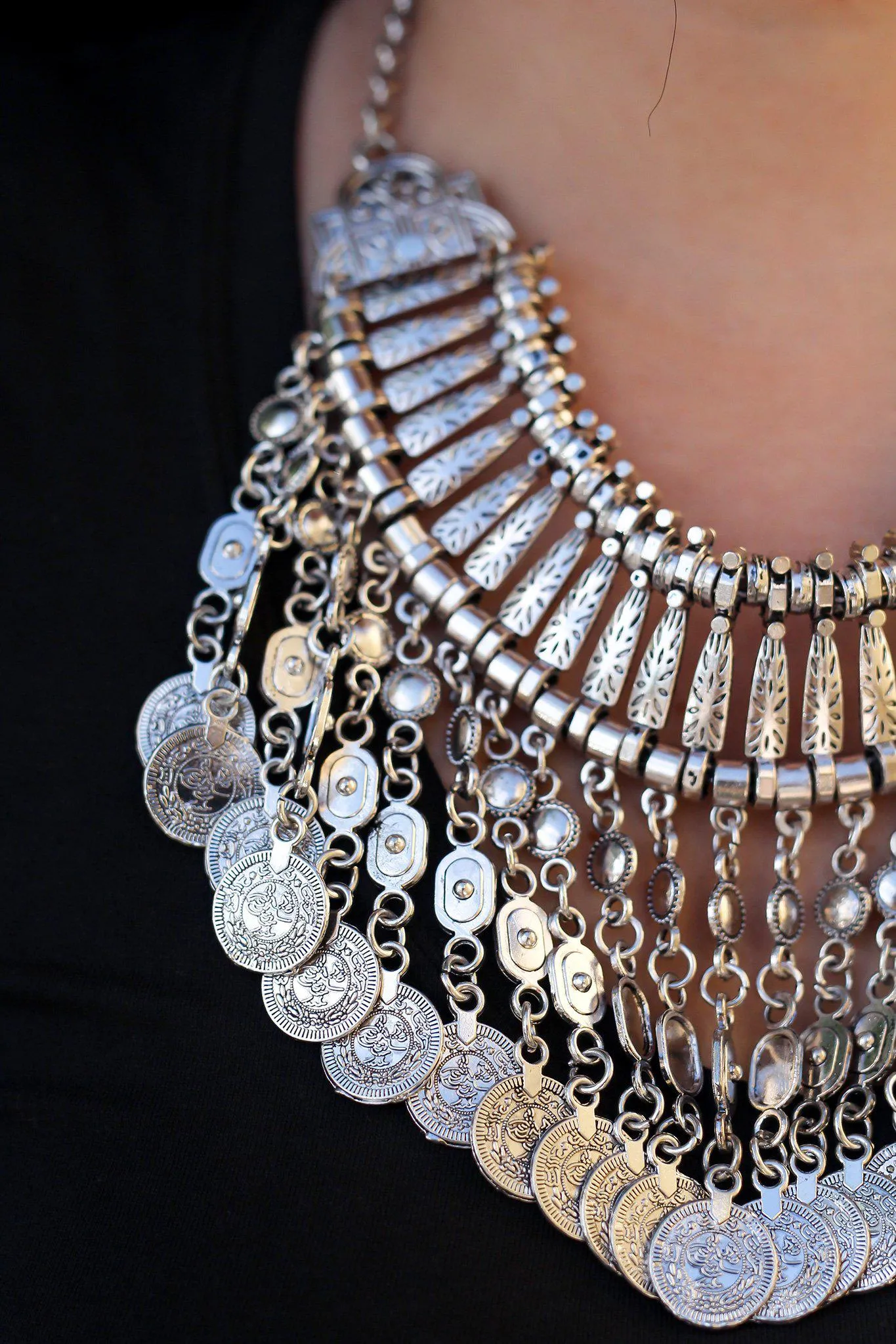 Silver Boho Statement Necklace