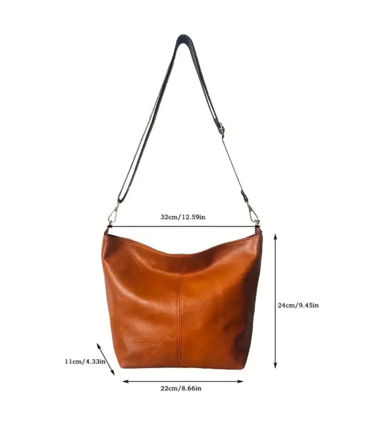 Simple Large-capacity Crossbody Bag, Casual Multi-functional Commuter Bag, PU Leather Texture Shoulder Bag