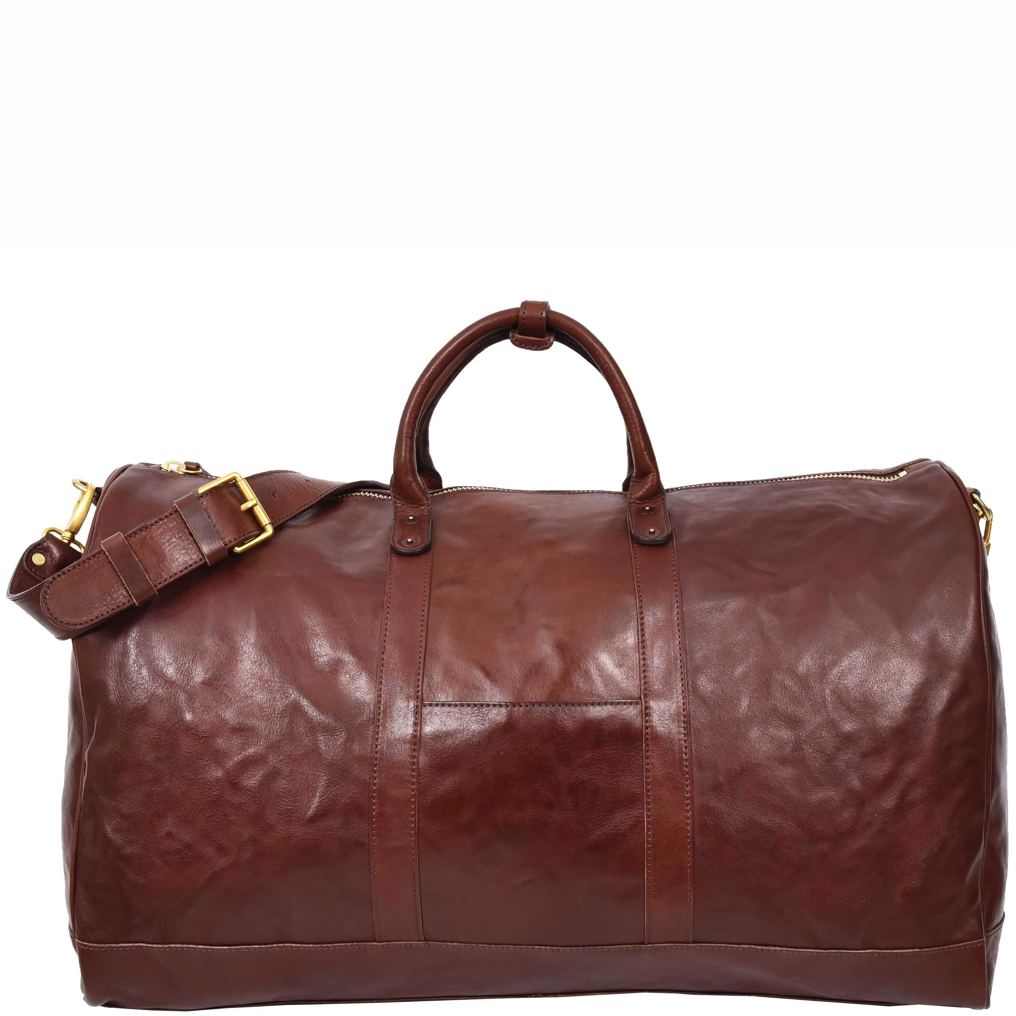 Travel Duffle Bag Genuine Vegetable Leather Large Holdall HOL712 Brown