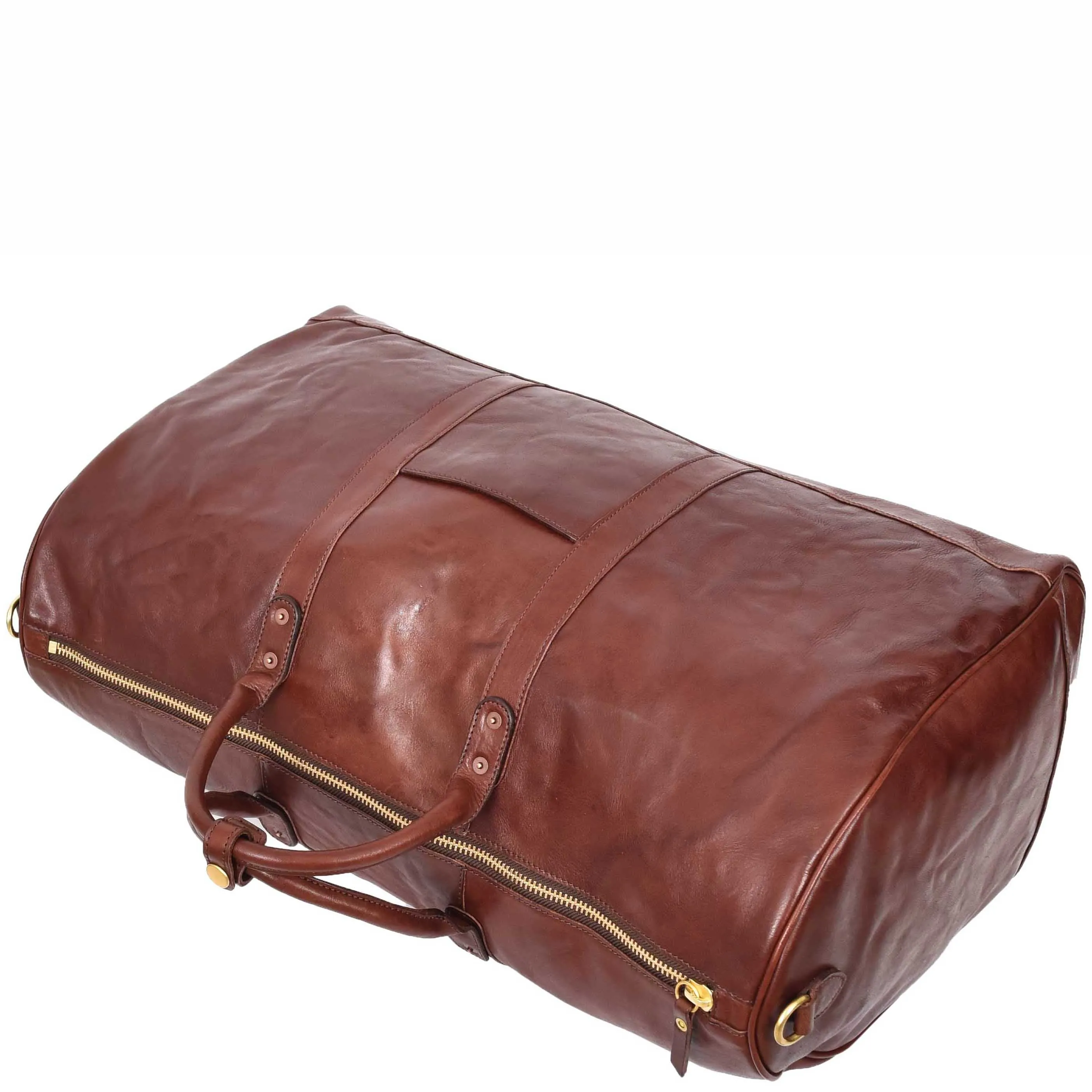 Travel Duffle Bag Genuine Vegetable Leather Large Holdall HOL712 Brown