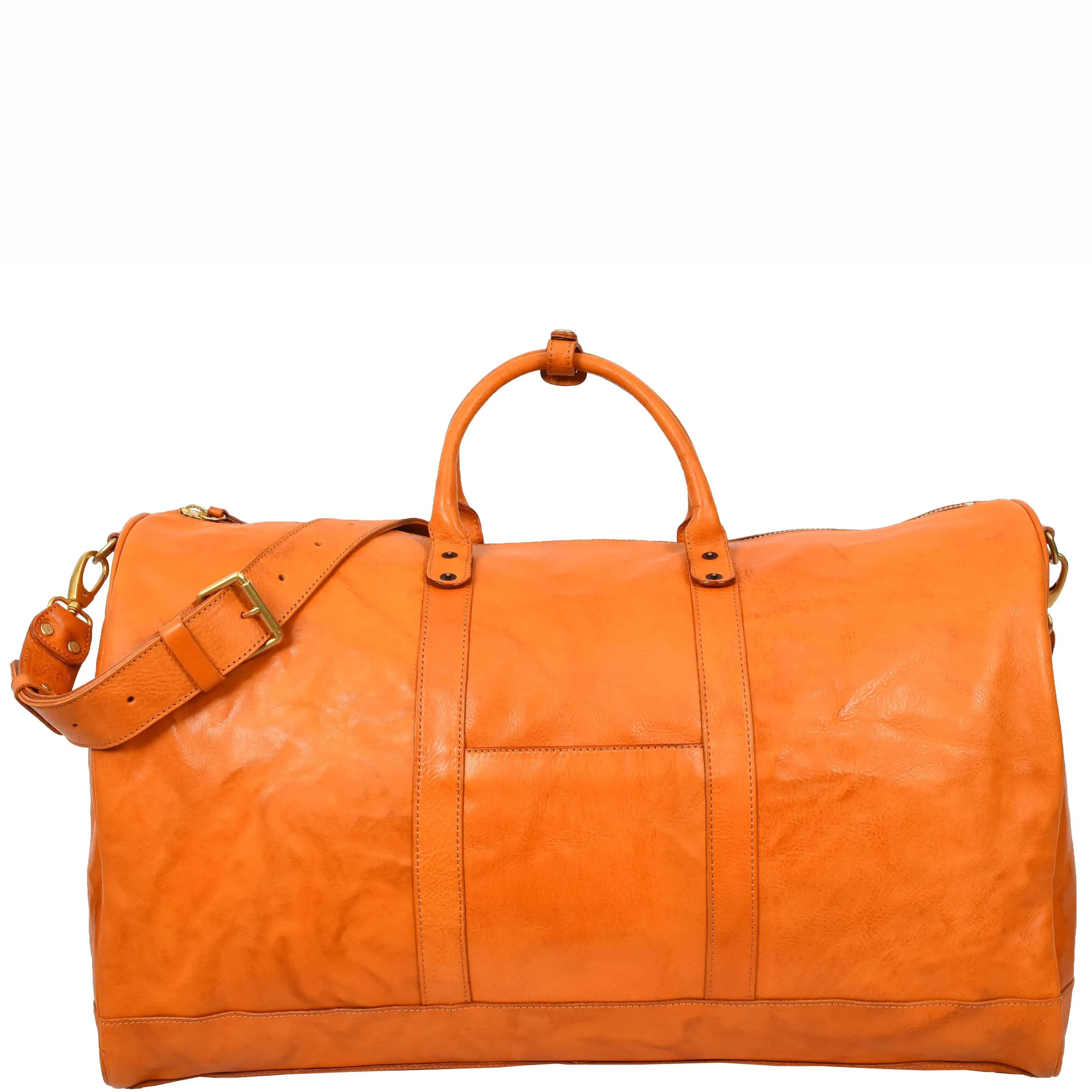 Travel Duffle Bag Genuine Vegetable Leather Large Holdall HOL712 Tan