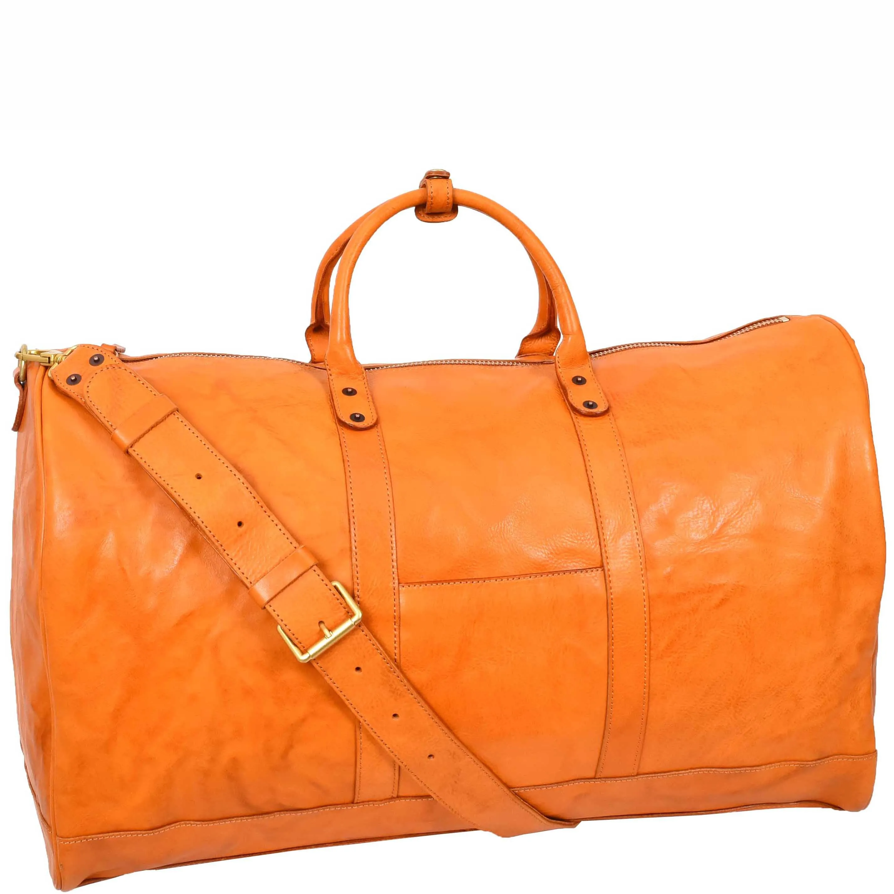 Travel Duffle Bag Genuine Vegetable Leather Large Holdall HOL712 Tan