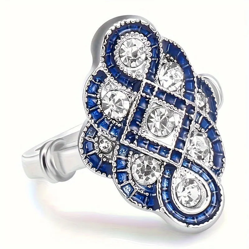 Trendy Retro Silver Plated Shining Pave Zirconia Ring