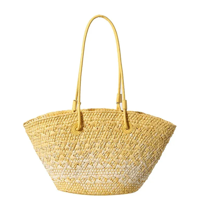 VAIGE Large Woven Straw Shoulder Bag for Summer Travel - Versatile Casual Tote with Cell Phone Pocket