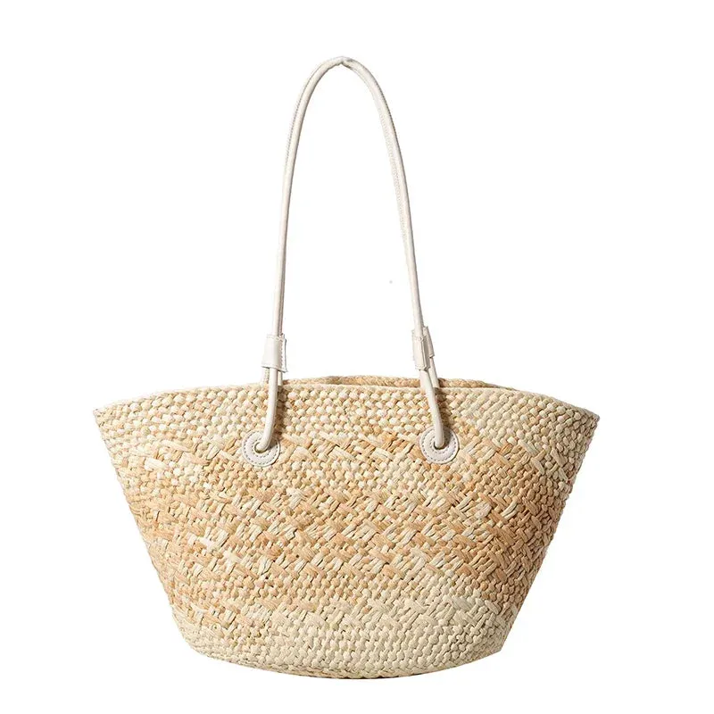 VAIGE Large Woven Straw Shoulder Bag for Summer Travel - Versatile Casual Tote with Cell Phone Pocket