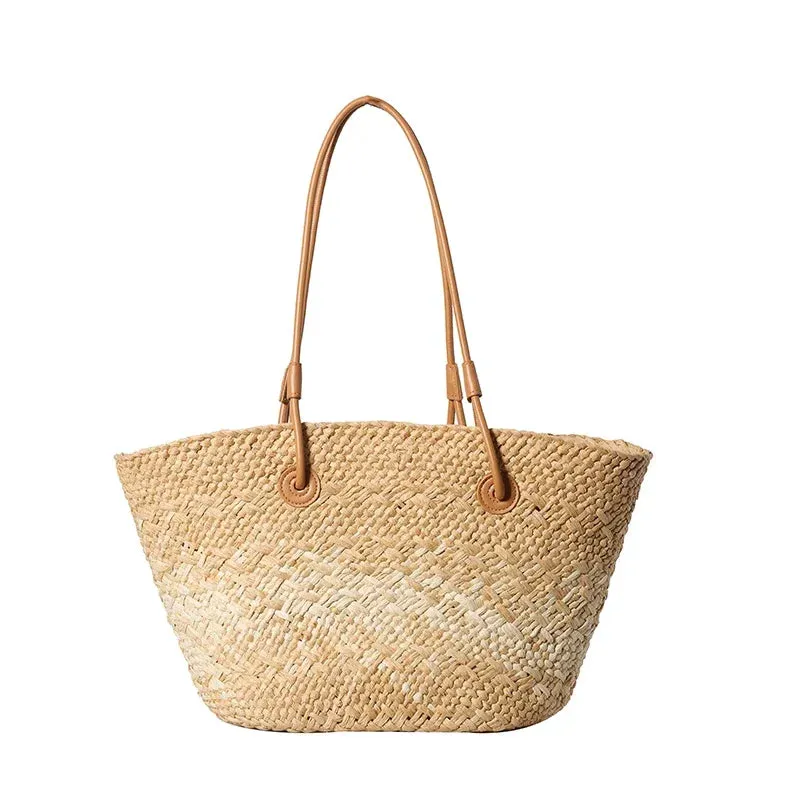 VAIGE Large Woven Straw Shoulder Bag for Summer Travel - Versatile Casual Tote with Cell Phone Pocket