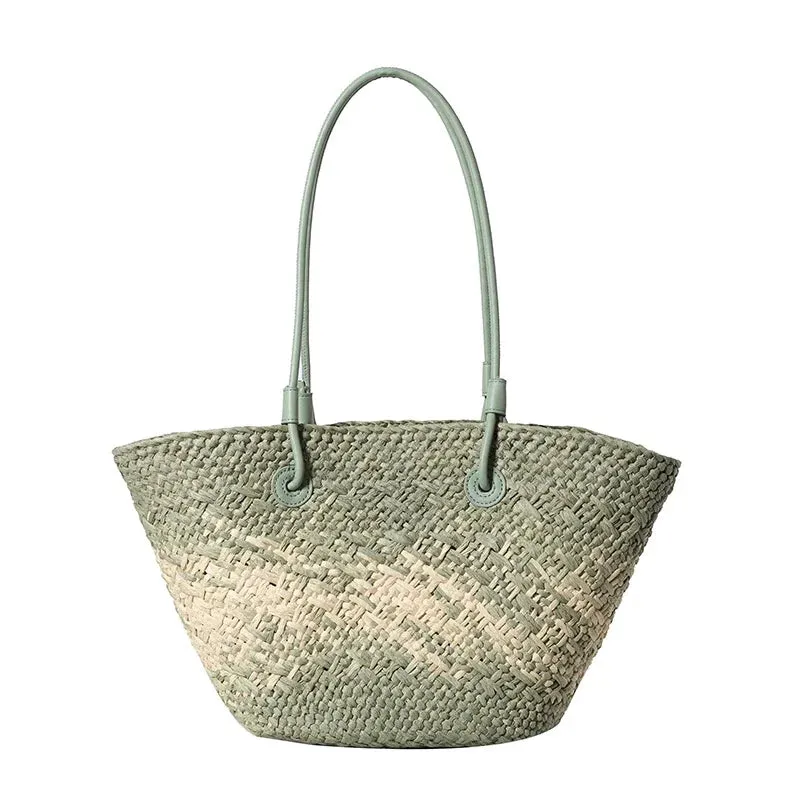 VAIGE Large Woven Straw Shoulder Bag for Summer Travel - Versatile Casual Tote with Cell Phone Pocket