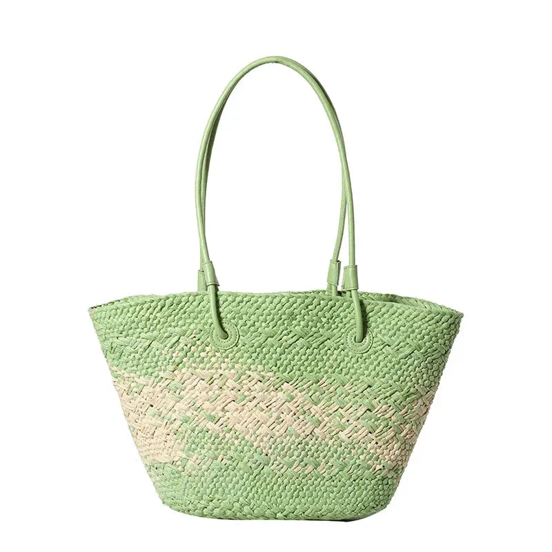 VAIGE Large Woven Straw Shoulder Bag for Summer Travel - Versatile Casual Tote with Cell Phone Pocket