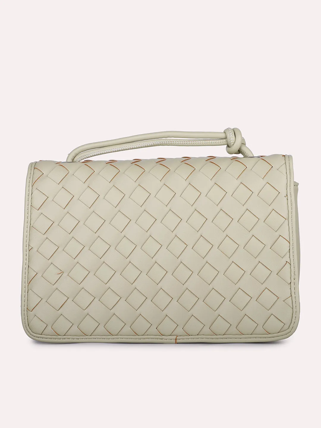 Women Beige Textured Structured Shoulder Bag