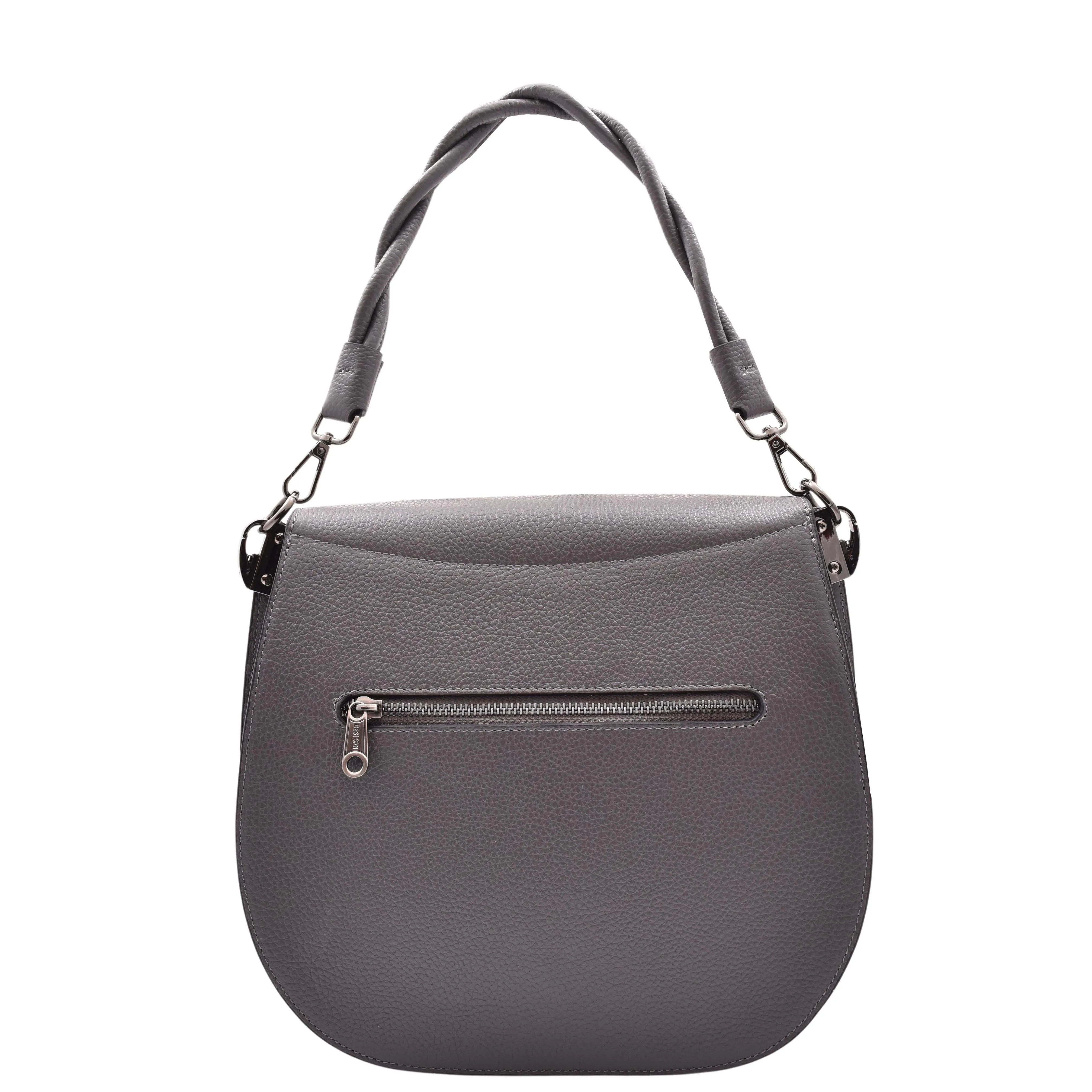 Womens Premium Leather Shoulder Saddle Bag Multi Pocket Handbag A6080 Grey